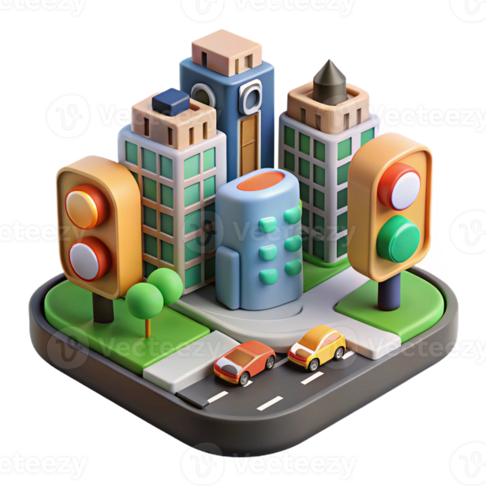 beautiful vintage Smart City Traffic Management System Isolated authentic png
