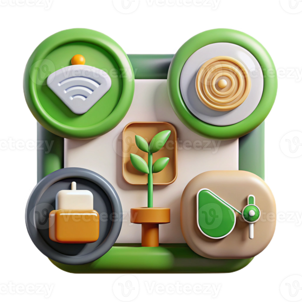 vibrant minimalist Smart Farming Technology Icon Set Outline Style Transparent Background genuine png
