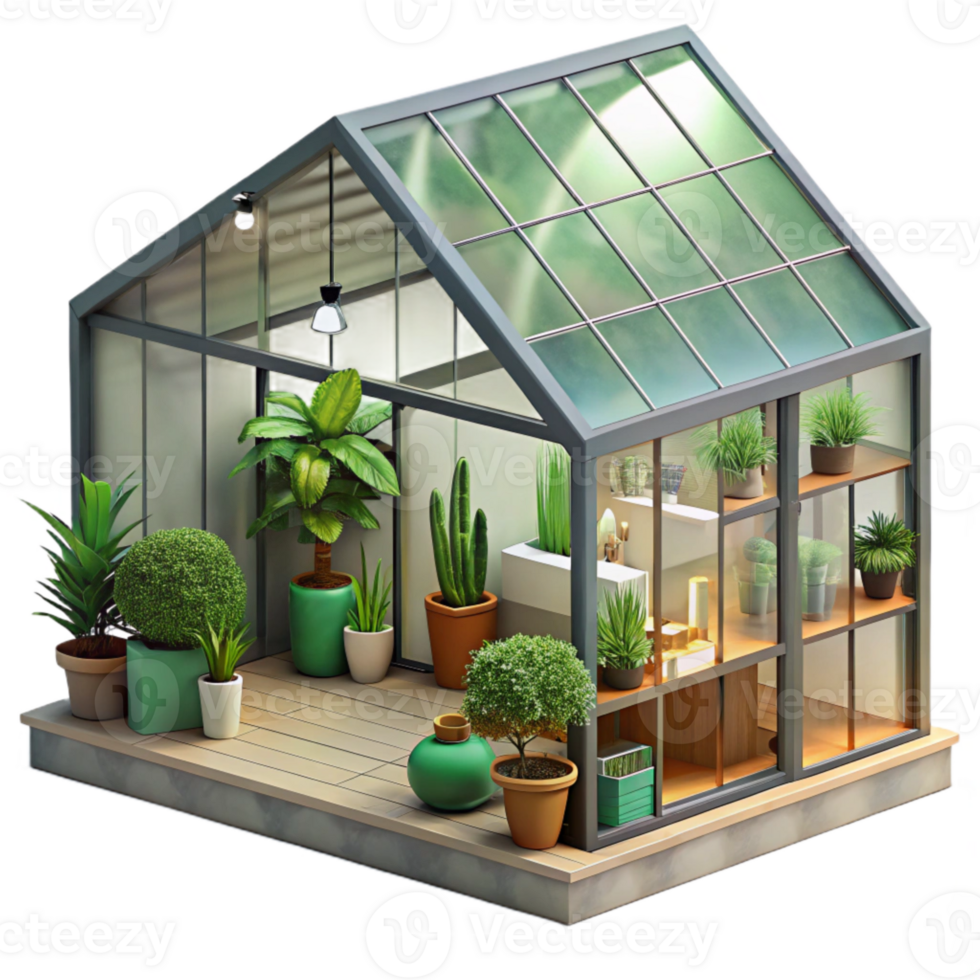 beautiful classic Smart Greenhouse Interior View Transparent Background genuine png