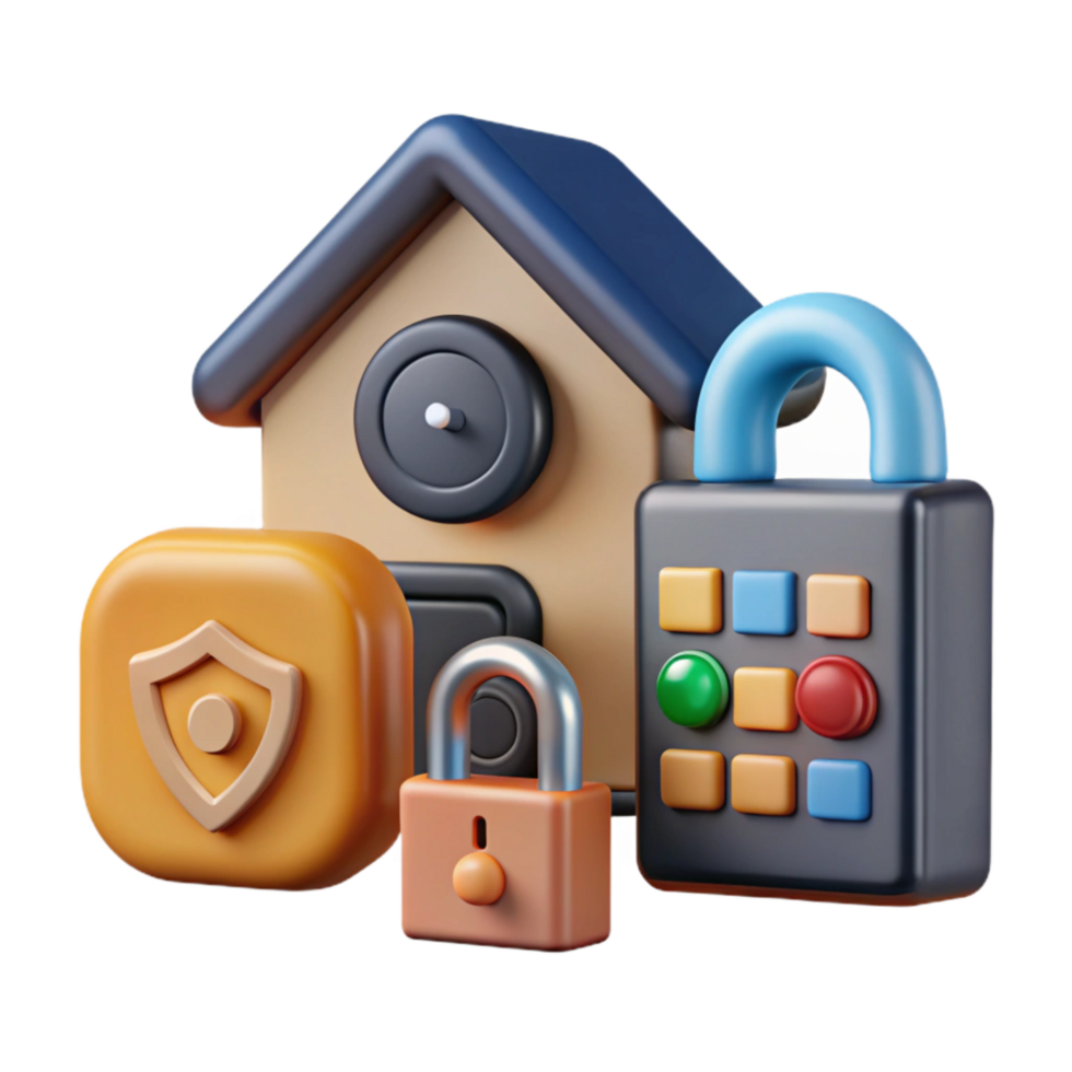 serene contemporary Smart Home Security System Icon Set Cutout professional png