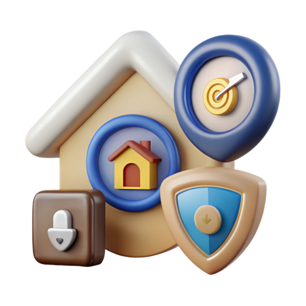 serene rustic Smart Home Security System Icon Set Cutout detailed png