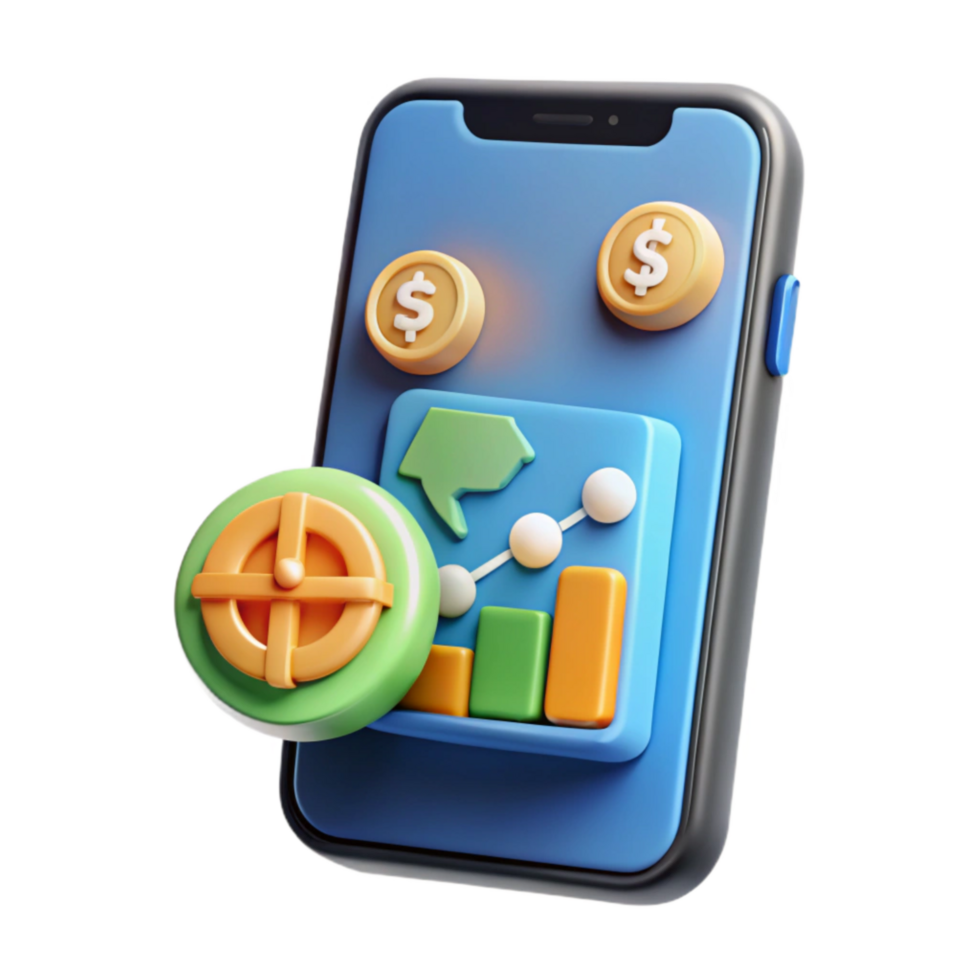 wonderful contemporary Smartphone with Financial App Cutout Transparent Background authentic png