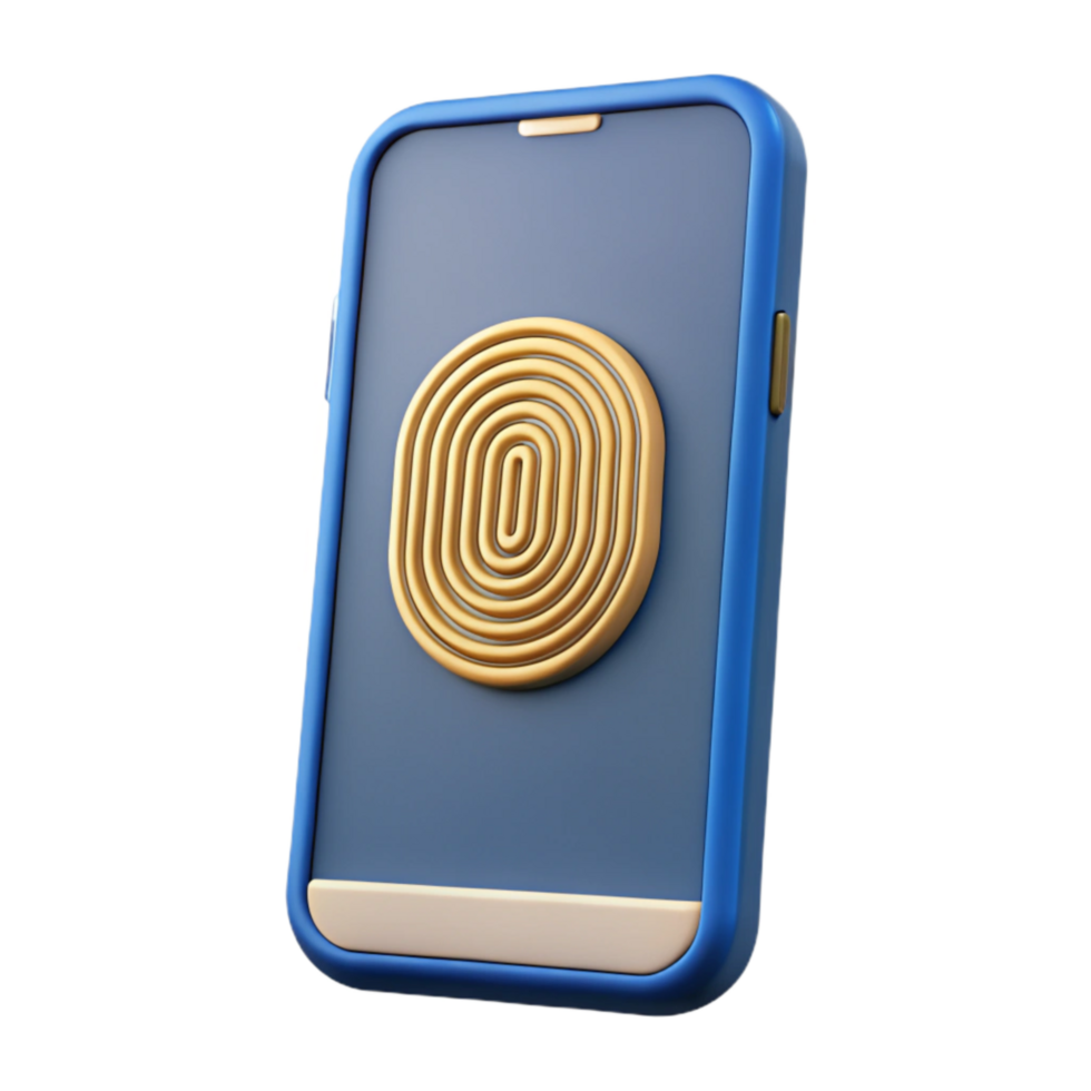 elegant rustic Smartphone with Fingerprint Sensor Isolated Element authentic png