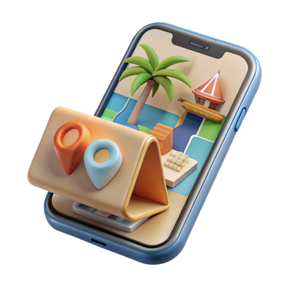 serene rustic Smartphone with Travel Blog Open Cutout on Transparent Background high resolution png