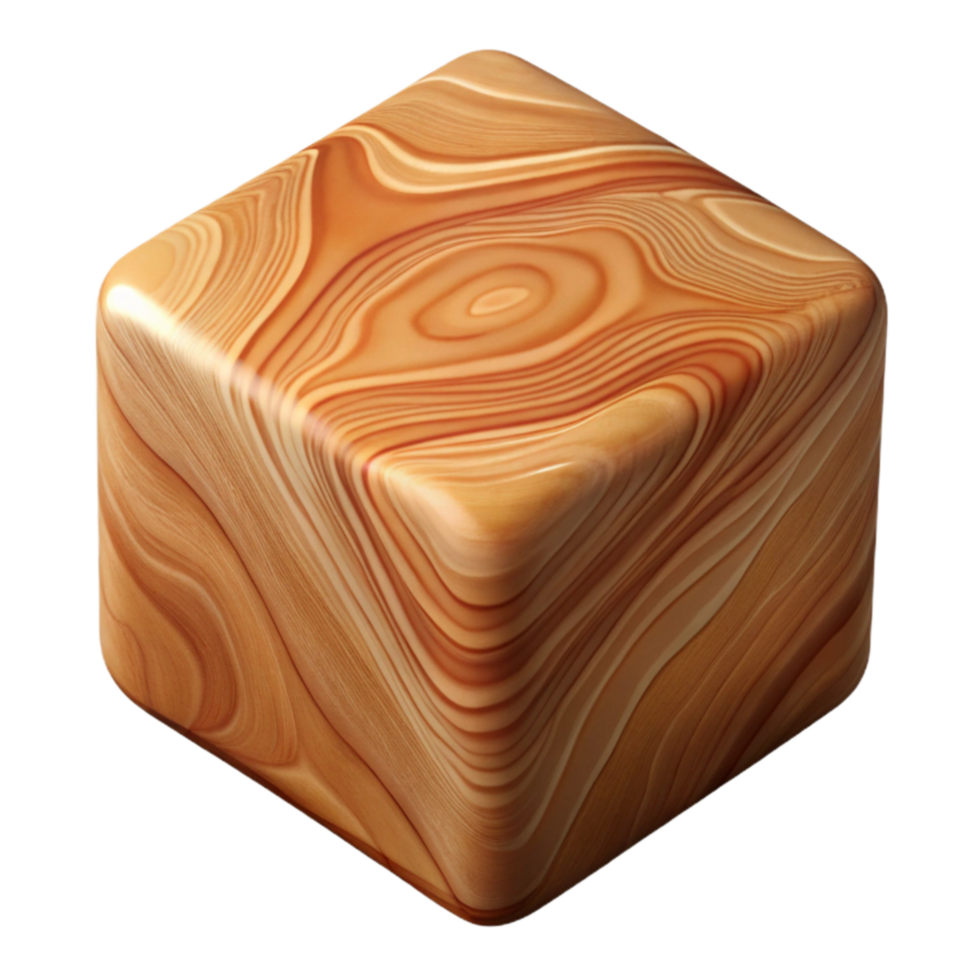 serene classic Smooth Cedar Wood Cube Cutout high quality png