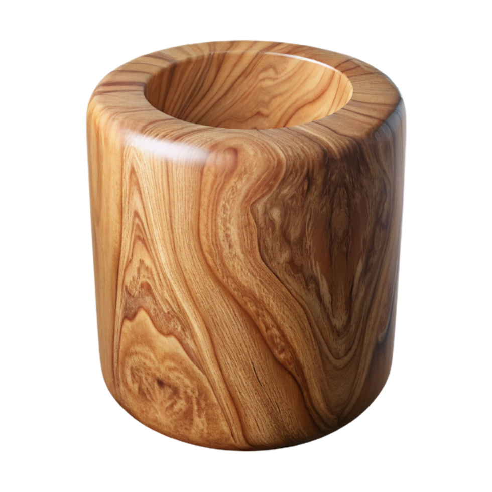 vibrant traditional Smooth Walnut Wood Cylinder Cutout detailed png