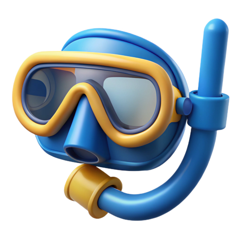 stunning traditional Snorkeling Mask and Snorkel Set Blue Silicone Transparent Background authentic png