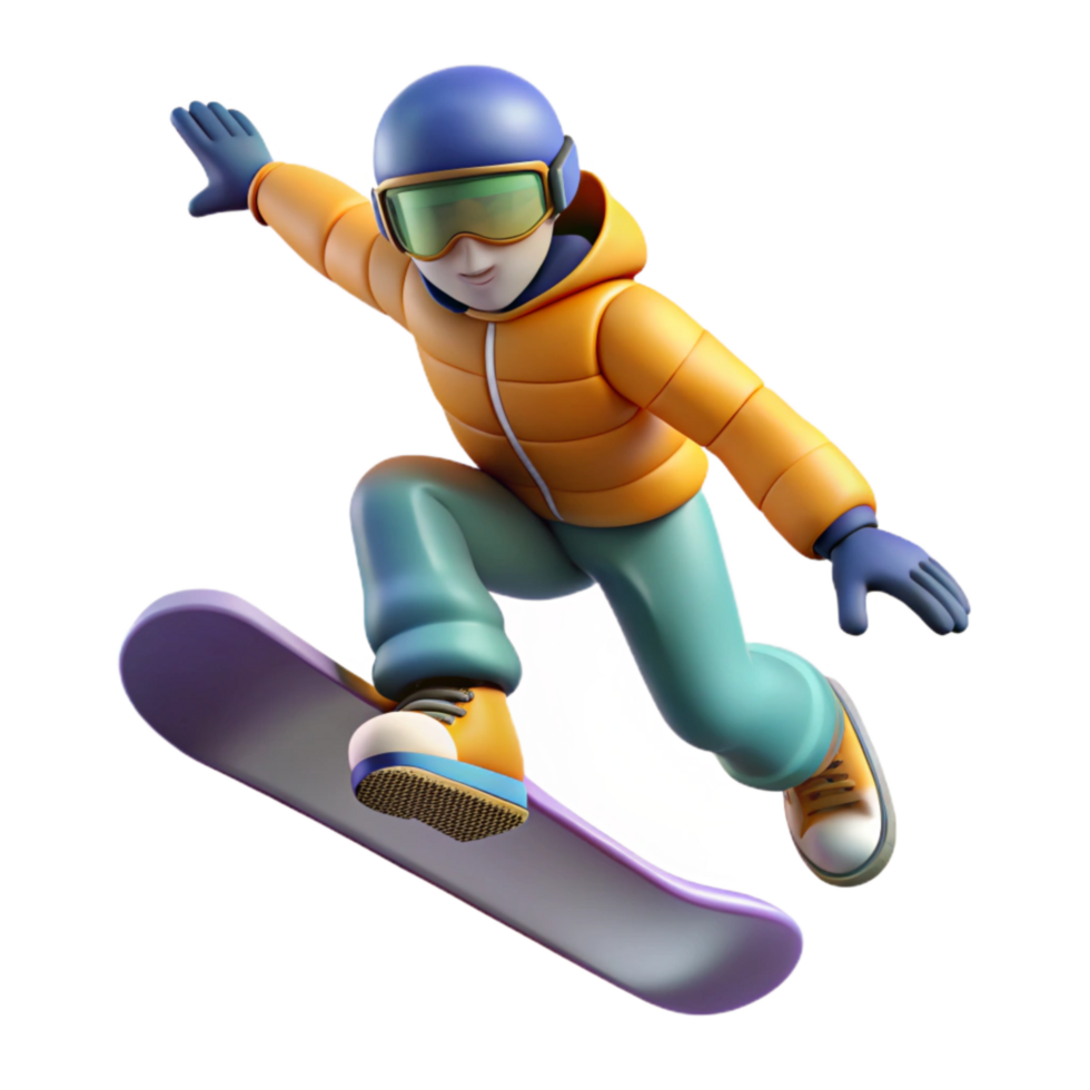 extraordinary minimalist Snowboarder in Air Trick Transparent premium png