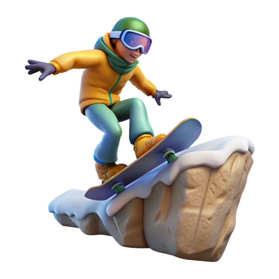stunning abstract Snowboarder Jumping Over Cliff on Transparent Background detailed png
