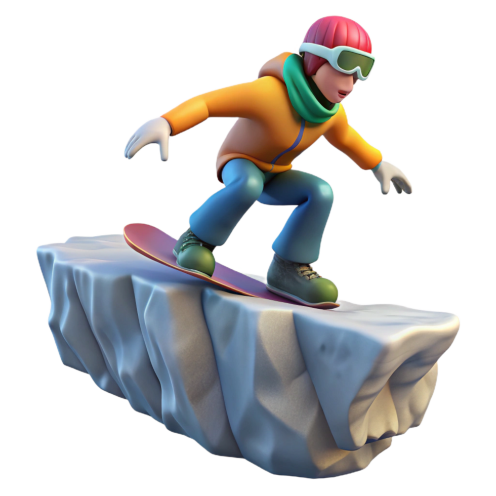 wonderful contemporary Snowboarder Jumping Over Cliff on Transparent Background professional png