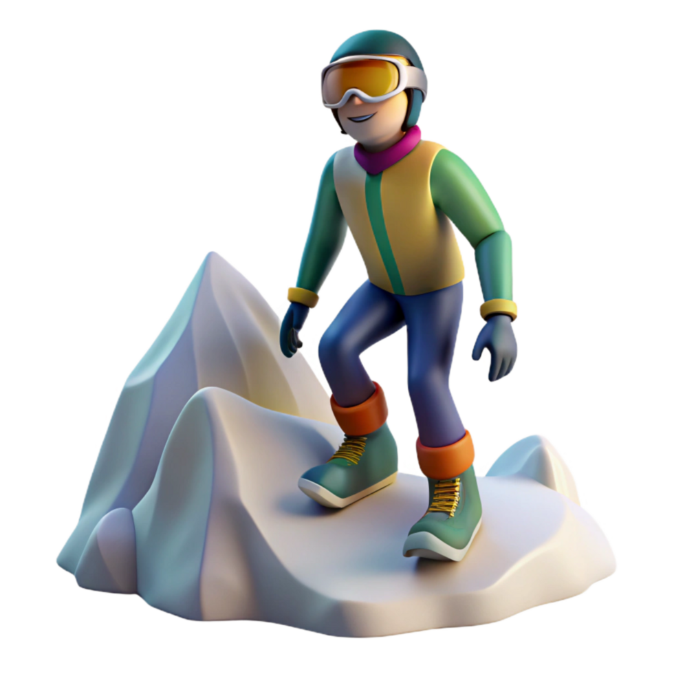 beautiful minimalist Snowboarder on Mountain Slope Transparent authentic png