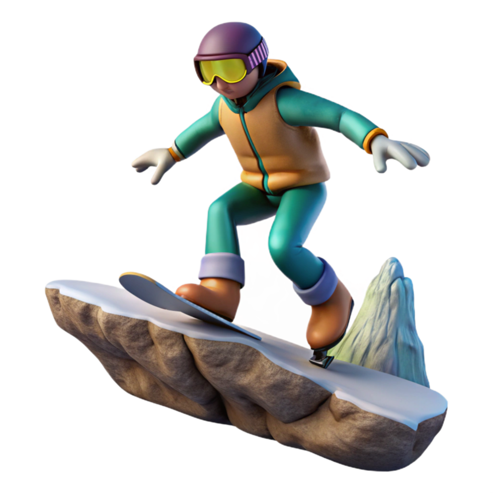 serene abstract Snowboarder Jumping Over Cliff on Transparent Background high quality png