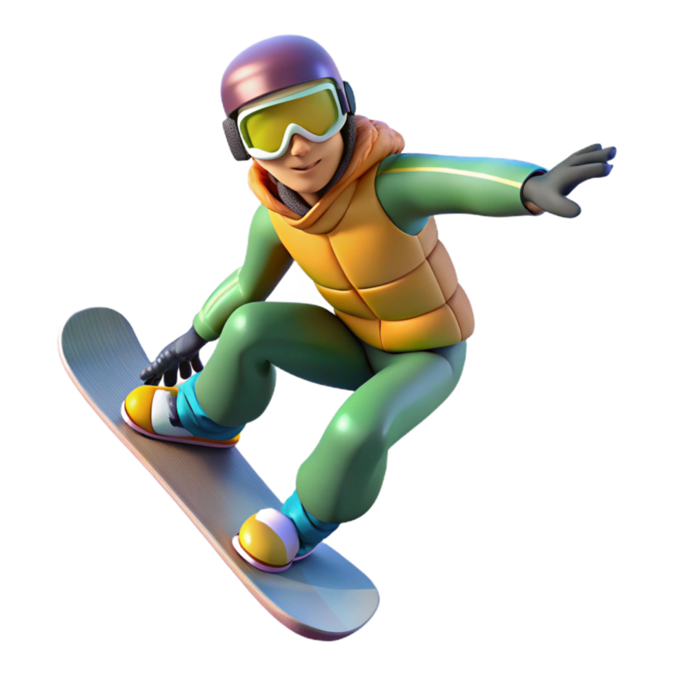 dramatic classic Snowboarder Performing Trick in Air Transparent Background professional png
