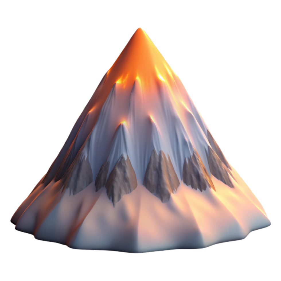 beautiful minimalist Snow Covered Mountain Peak Winter Landscape Isolated premium png