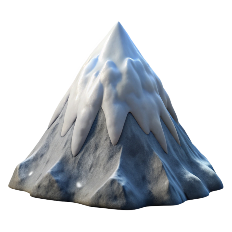 magnificent minimalist Snow Capped Mountain Peak Cutout Angled View authentic png