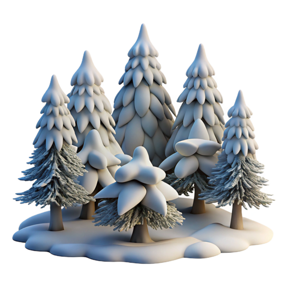 serene artistic Snow Covered Trees in Winter Forest Cutout exclusive png