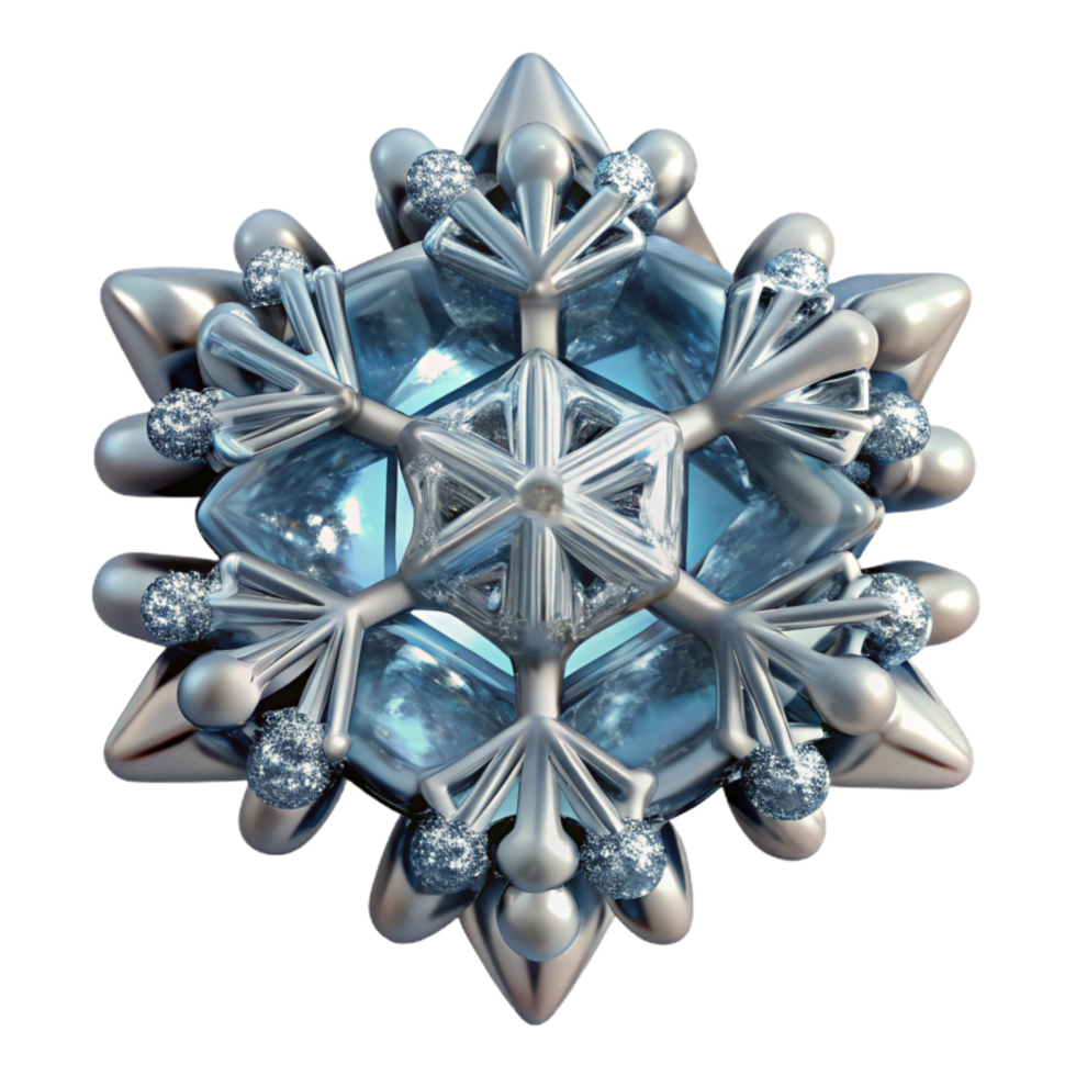 serene contemporary Snowflake Crystal Structure Intricate Transparent Element premium png