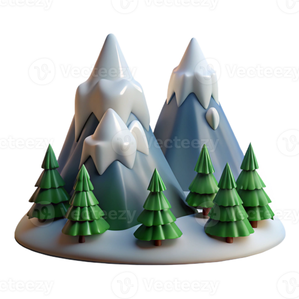 extraordinary minimalist Snowy Mountain Peaks with Pine Trees Transparent original png