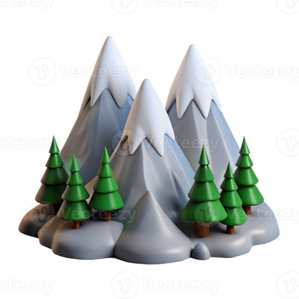 impressive classic Snowy Mountain Peaks with Pine Trees Transparent genuine png