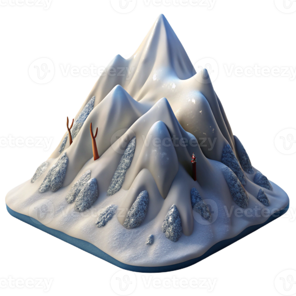 magnificent minimalist Snowy Mountain with Ski Tracks Transparent Background authentic png