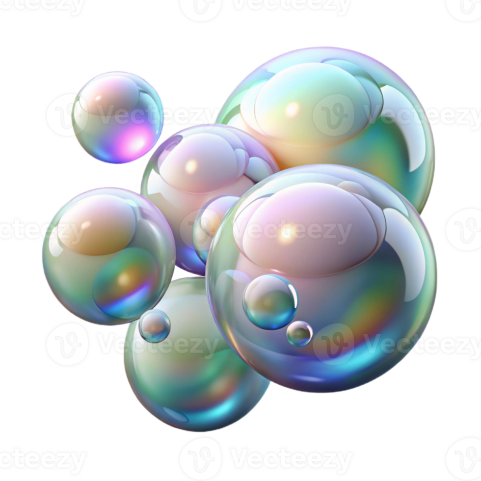 impressive abstract Soap Bubbles Floating Transparent Element genuine png