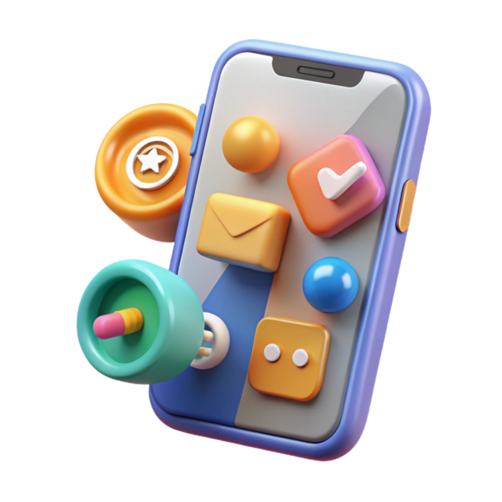 stunning modern Social Media Icons on Mobile Phone Transparent Element detailed png