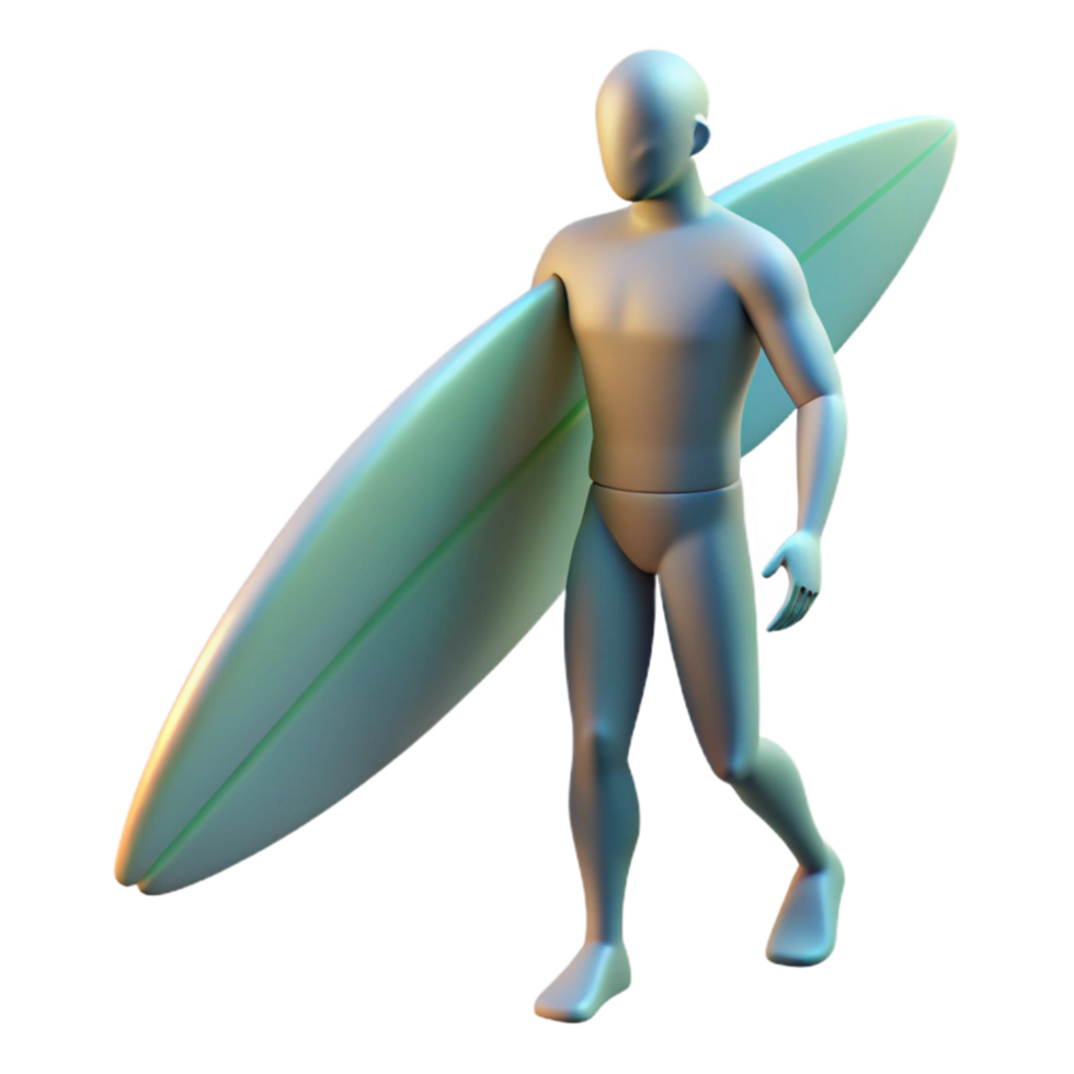 beautiful classic Soft Light Surfer Silhouette Isolated original png