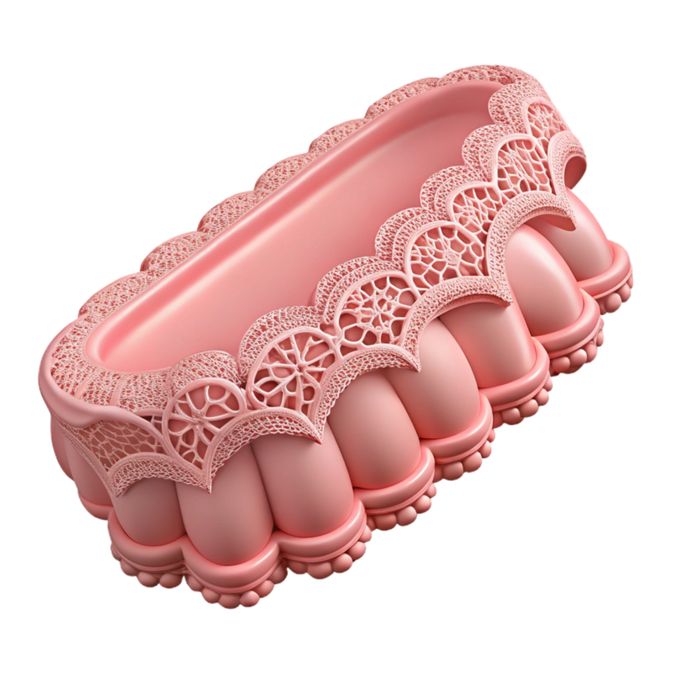 beautiful traditional Soft Pink Lace Trim Scalloped Edge detailed png