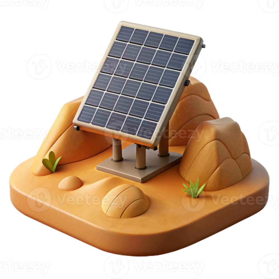 serene rustic Solar Panel Array Desert Landscape Cutout original png