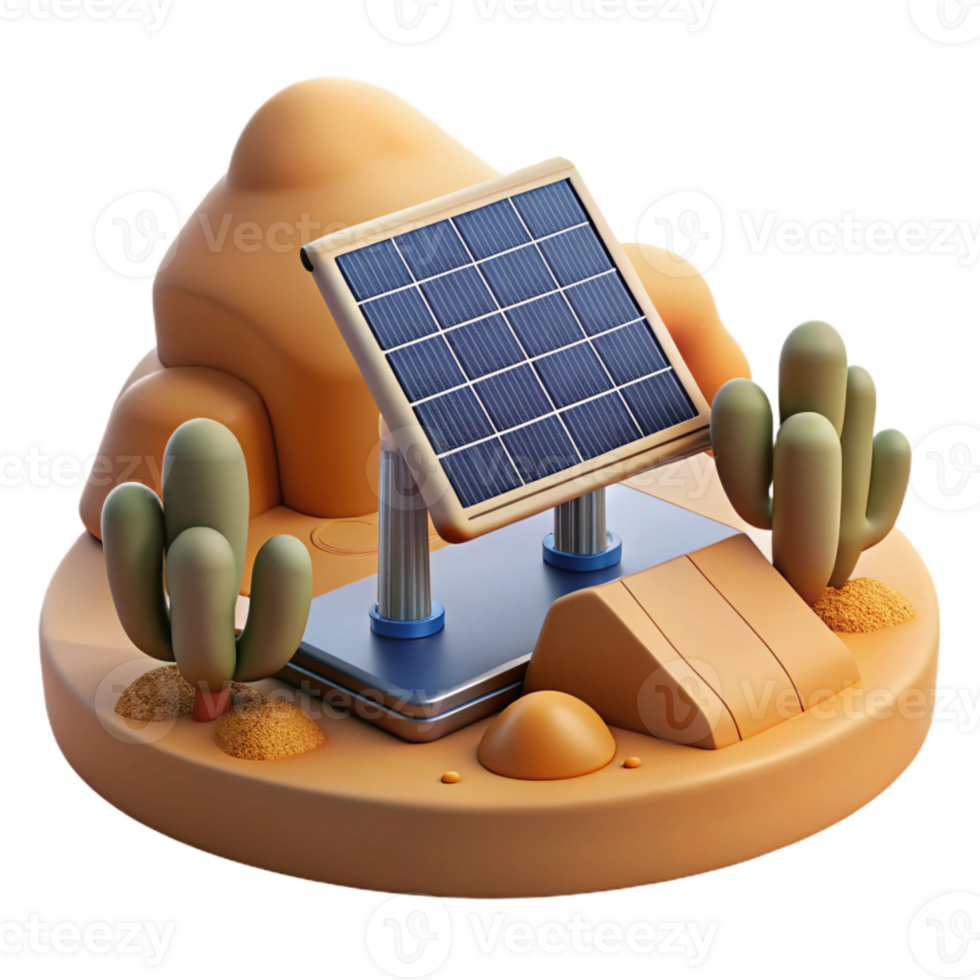 impressive traditional Solar Panel Array Desert Landscape Cutout detailed png
