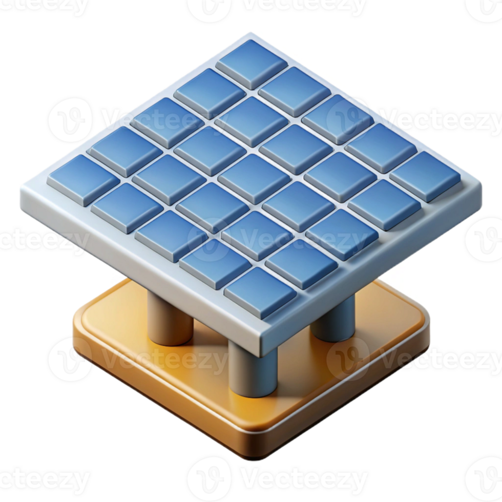 vibrant modern Solar Panel Array Isometric View Isolated high resolution png