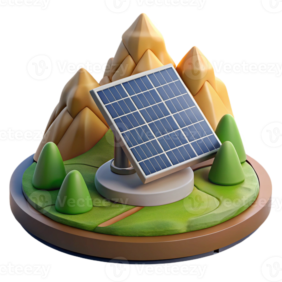 beautiful classic Solar Panel Array Mountain Landscape Cutout original png