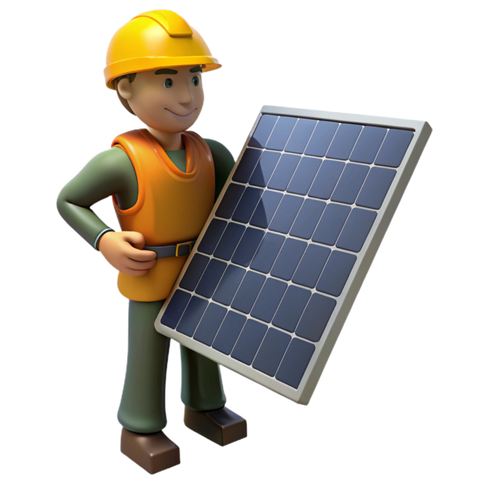 impressive minimalist Solar Panel Installation Worker Silhouette Cutout png
