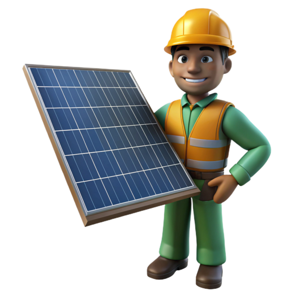 elegant contemporary Solar Panel Installation Worker Silhouette Cutout high quality png