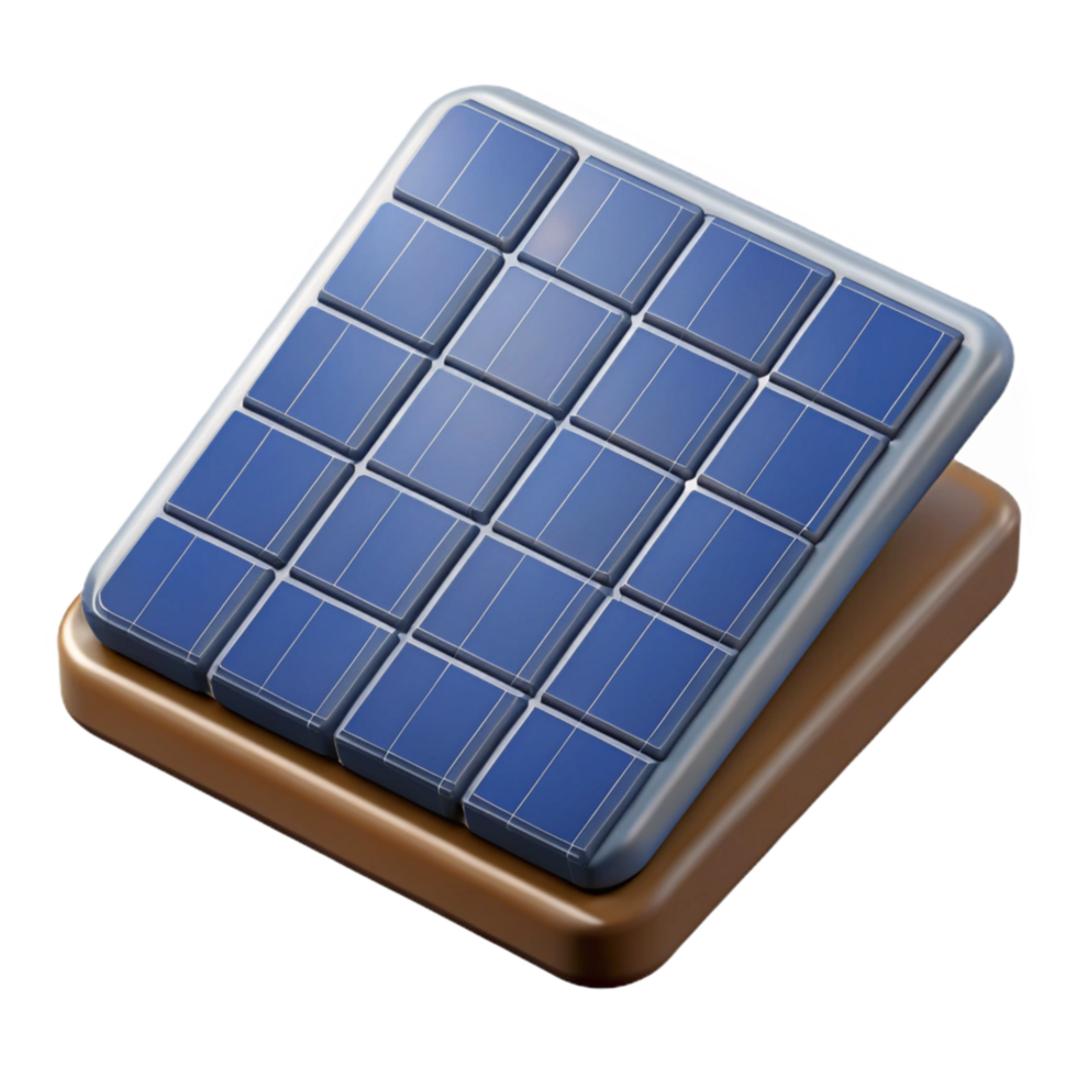 serene minimalist Solar Panels Grid Pattern Top View Isolated png