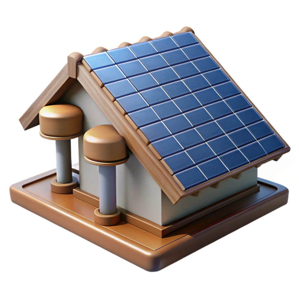 serene artistic Solar Panels on Roof Top View Transparent high quality png