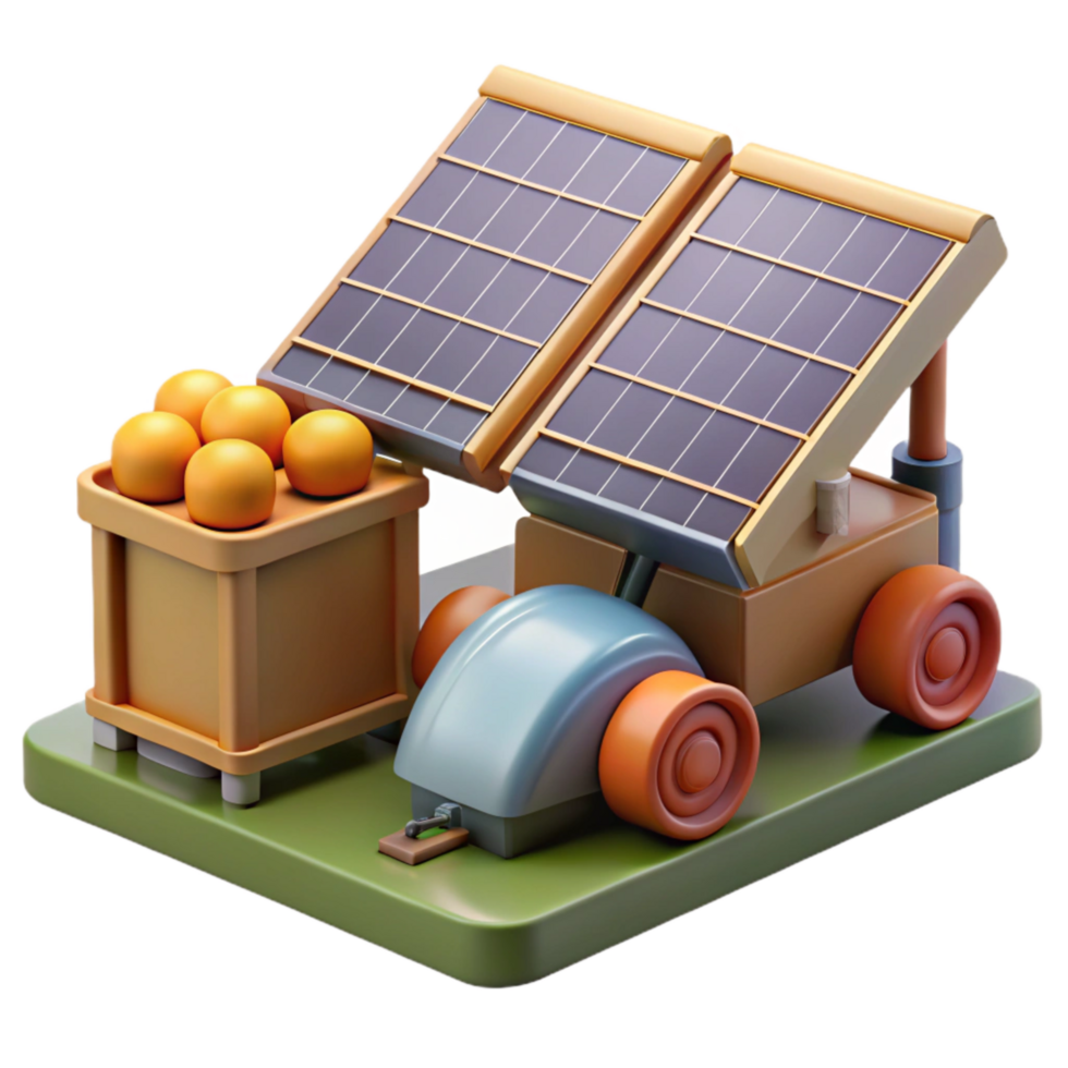 elegant contemporary Solar Panels Powering Farm Equipment Isolated exclusive png
