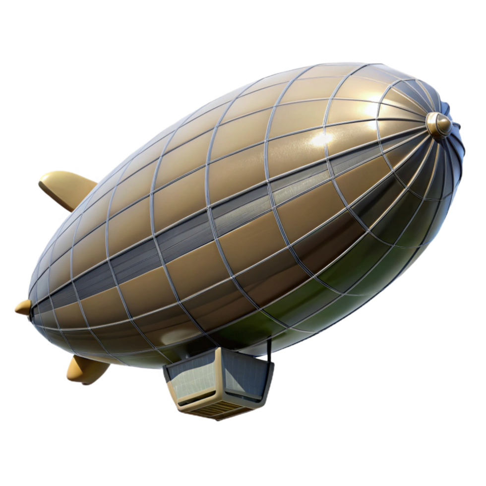 serene contemporary Solar Powered Airship Profile View Isolated original png