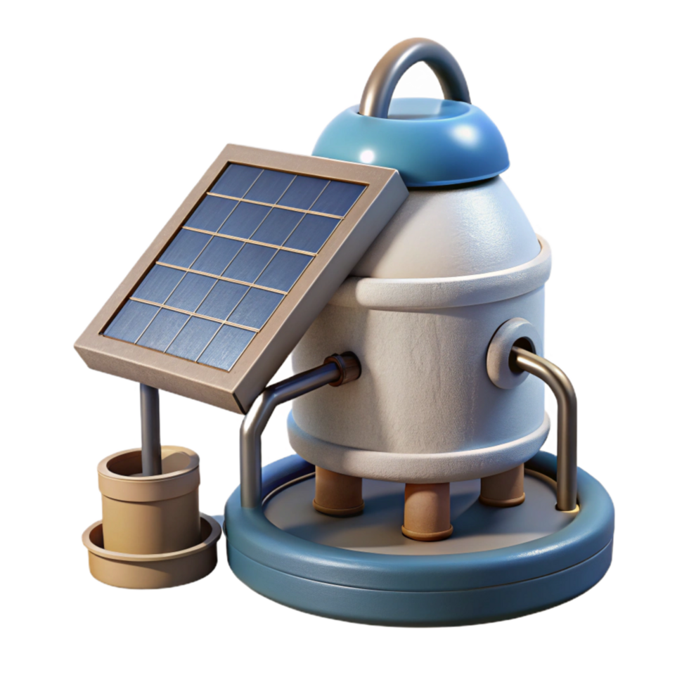serene minimalist Solar Powered Water Purification System Isolated exclusive png