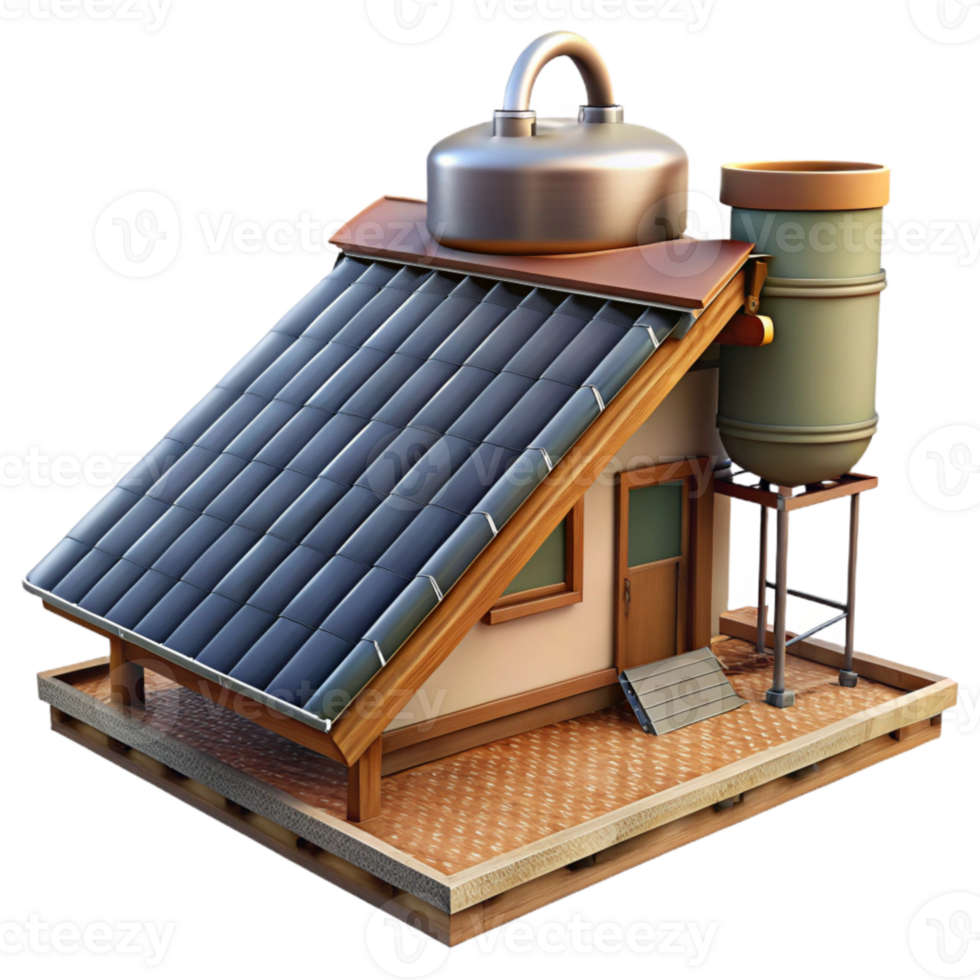 vibrant creative Solar Water Heater Roof Installation Cutout detailed png