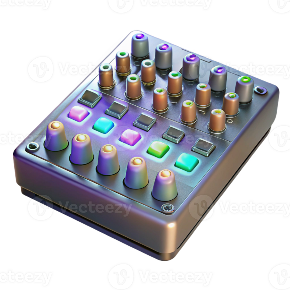 beautiful contemporary Sound Mixer Channel Strip Illuminated Transparent Background exclusive png