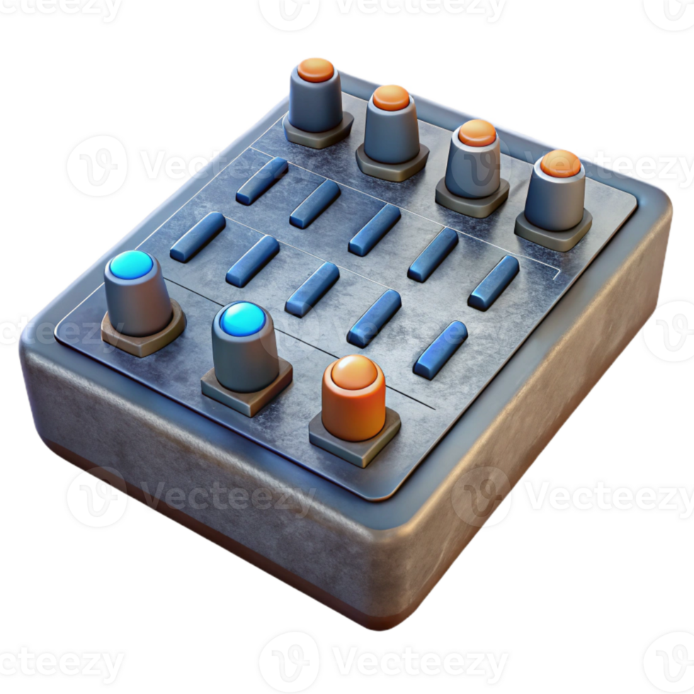 stunning abstract Sound Mixer Faders and Knobs Isolated Cutout with Realistic Lighting original png