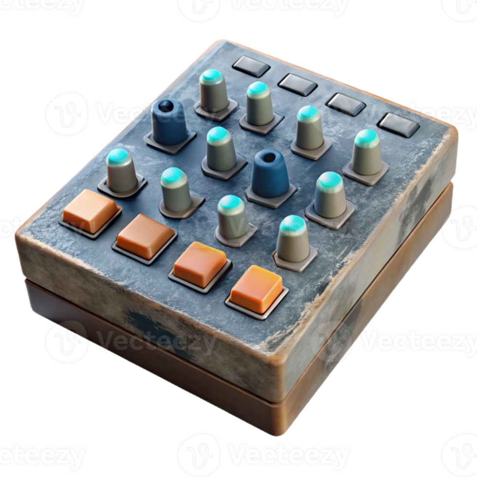 serene artistic Sound Mixer Faders Up High Angle Cutout Transparent Background high resolution png