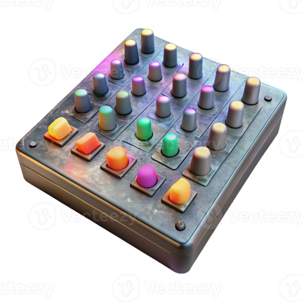 magnificent artistic Sound Mixer Master Faders Lit Up Transparent Background premium png