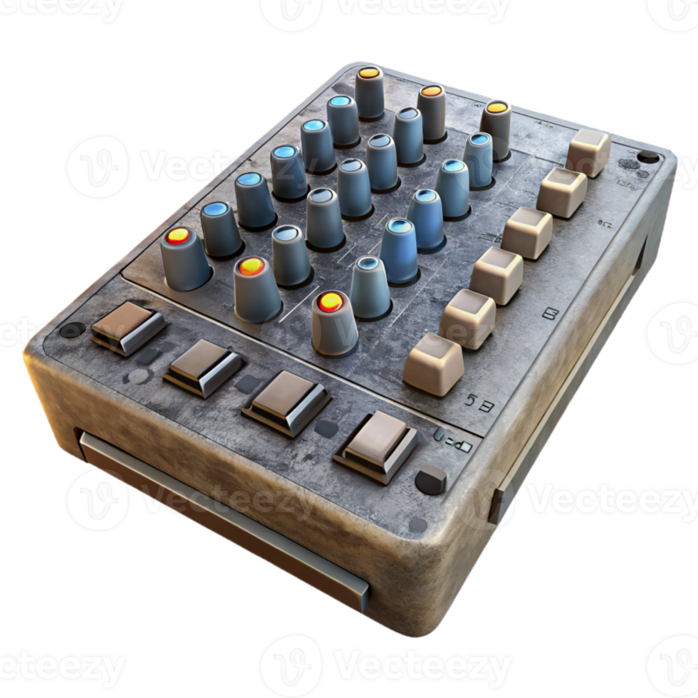 elegant minimalist Sound Mixing Console Channel Faders Detailed View Isolated detailed png