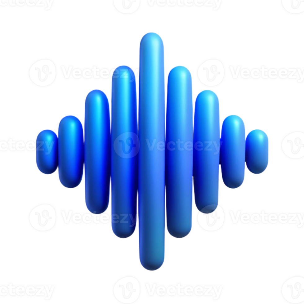 elegant artistic Sound Waveform Blue Gradient Transparent Background authentic png