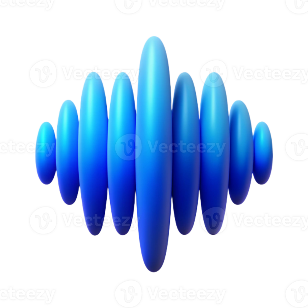 impressive creative Sound Waveform Blue Gradient Transparent Background detailed png