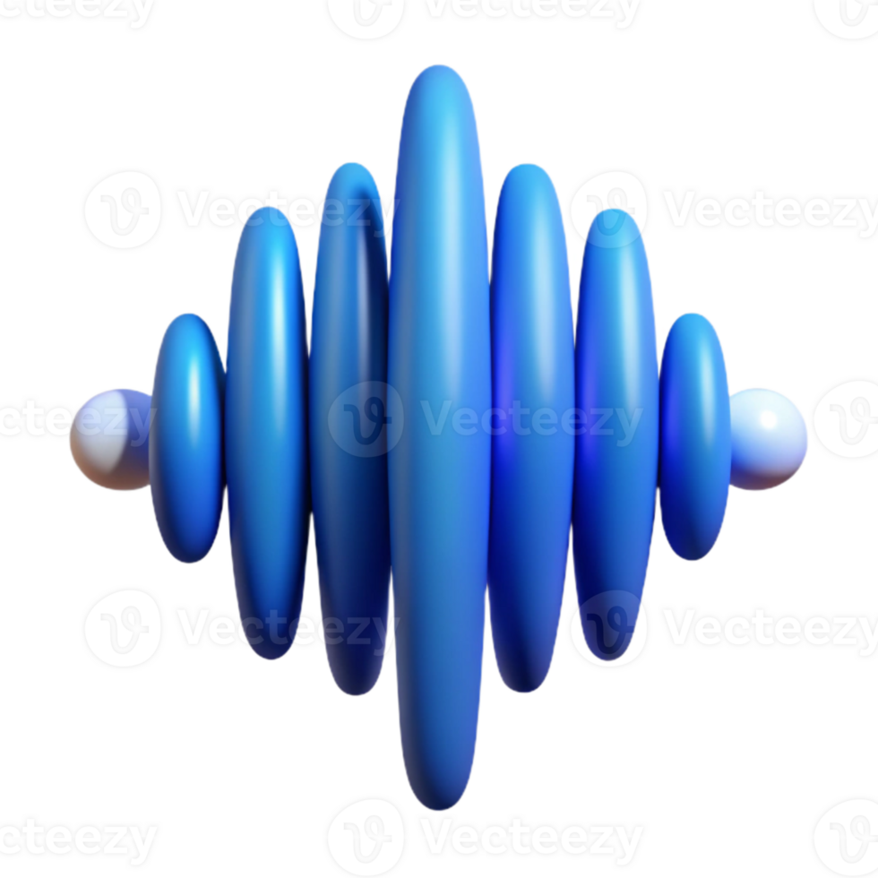 serene creative Sound Waveform Blue Gradient Transparent Background detailed png