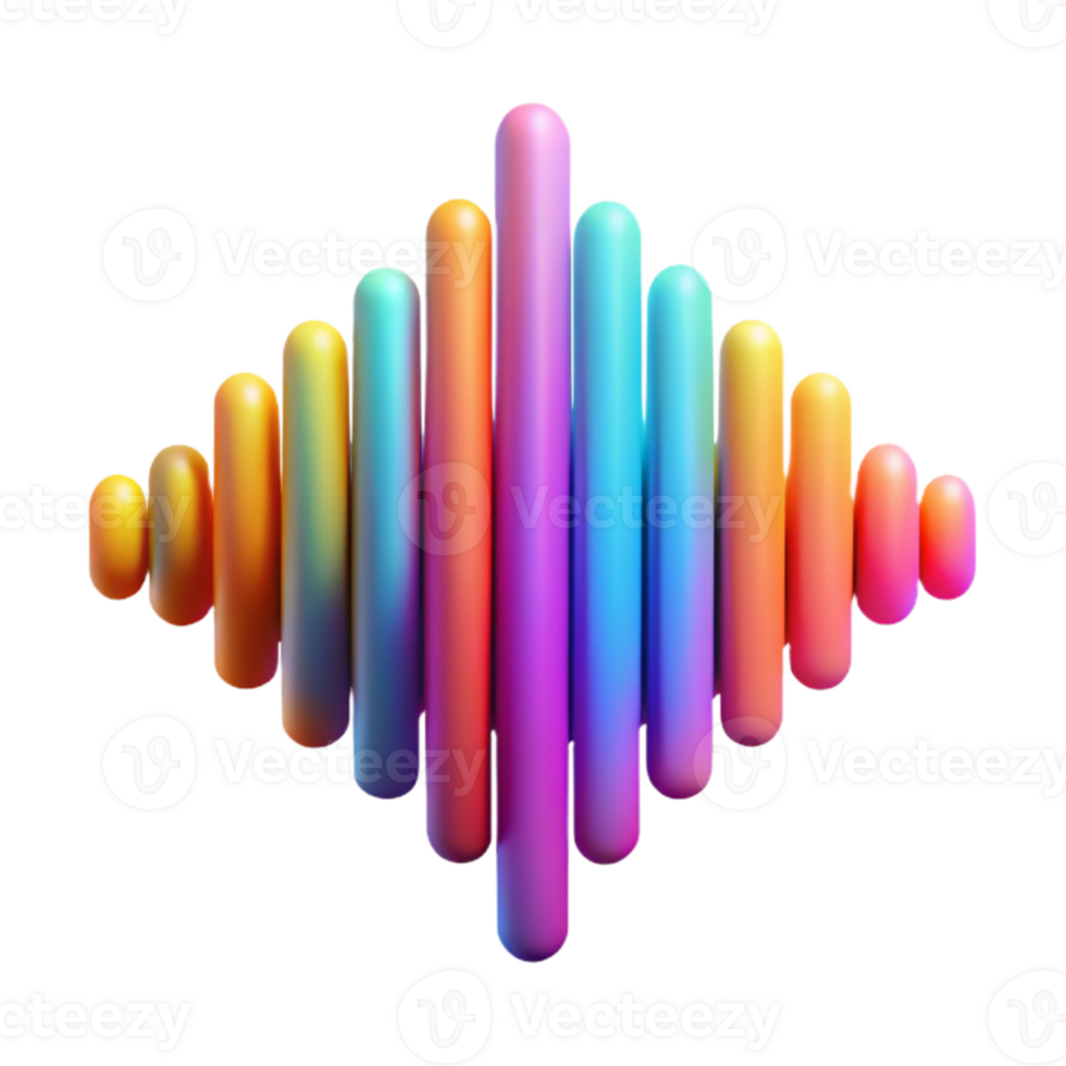 impressive vintage Sound Waveform Visualizer Abstract Design Colorful Gradient Cutout png