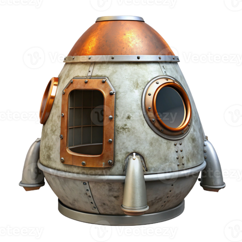 wonderful vintage Space Capsule Front View Cutout with Hatch Open original png